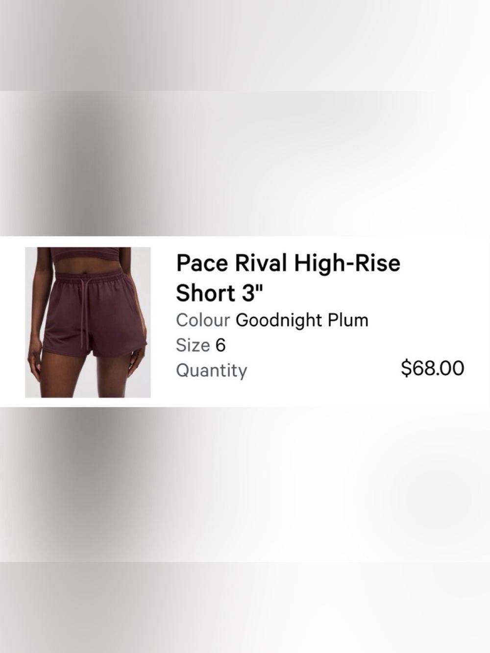 lululemon athletic shorts in Goodnight Plum